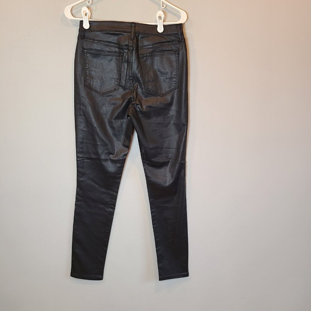 Banana Republic Jeans High Rise Skinny Womens 27 Coated Shiny Black - Picture 4 of 10